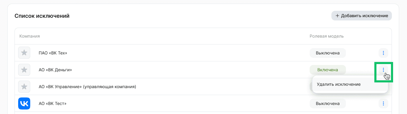 Использование ролевой модели